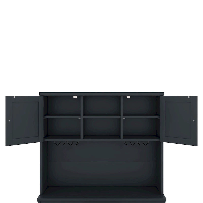 Farmhouse Coffee Bar Cabinet 47" - Wine Storage Buffet with Drawers Shelves Glass Racks - Kitchen Sideboard