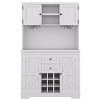 Farmhouse Coffee Bar Cabinet 47" - Wine Storage Buffet with Drawers Shelves Glass Racks - Kitchen Sideboard