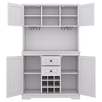 Farmhouse Coffee Bar Cabinet 47" - Wine Storage Buffet with Drawers Shelves Glass Racks - Kitchen Sideboard