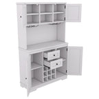 Farmhouse Coffee Bar Cabinet 47" - Wine Storage Buffet with Drawers Shelves Glass Racks - Kitchen Sideboard