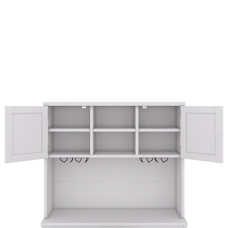 Farmhouse Coffee Bar Cabinet 47" - Wine Storage Buffet with Drawers Shelves Glass Racks - Kitchen Sideboard