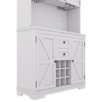 Farmhouse Coffee Bar Cabinet 47" - Wine Storage Buffet with Drawers Shelves Glass Racks - Kitchen Sideboard