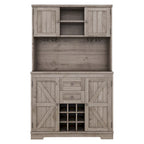 Farmhouse Coffee Bar Cabinet 47" - Wine Storage Buffet with Drawers Shelves Glass Racks - Kitchen Sideboard