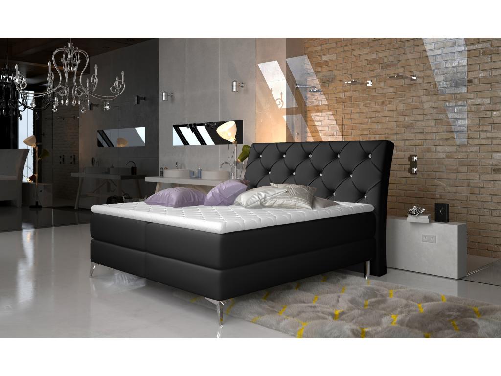 Black Leather Bed, 160 x 200 cm
