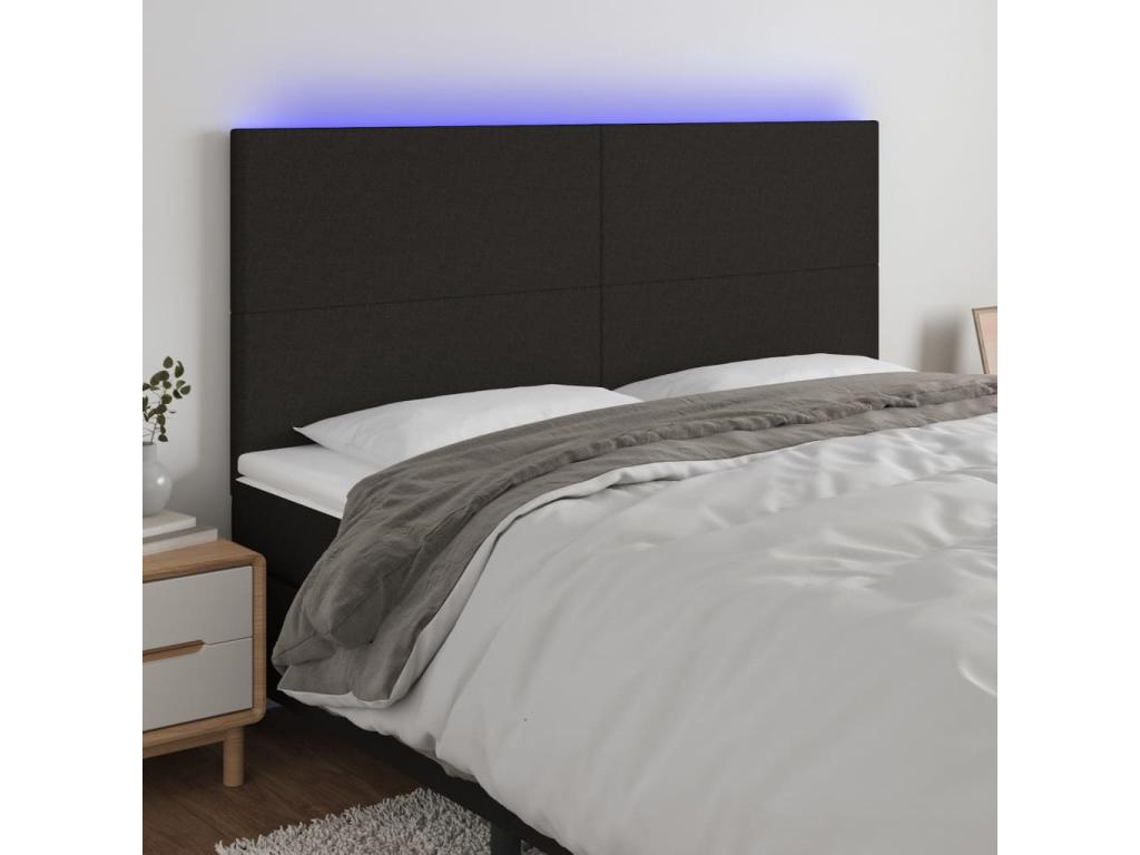Black Fabric Bed, 200 x 5 x 118 cm