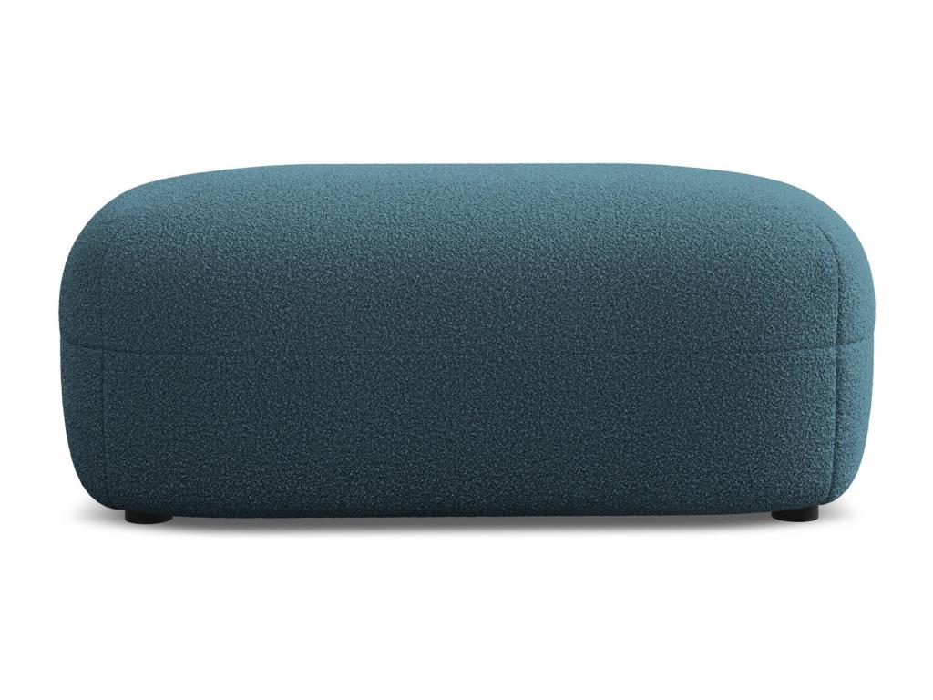 Blue Boucle Fabric Ottoman