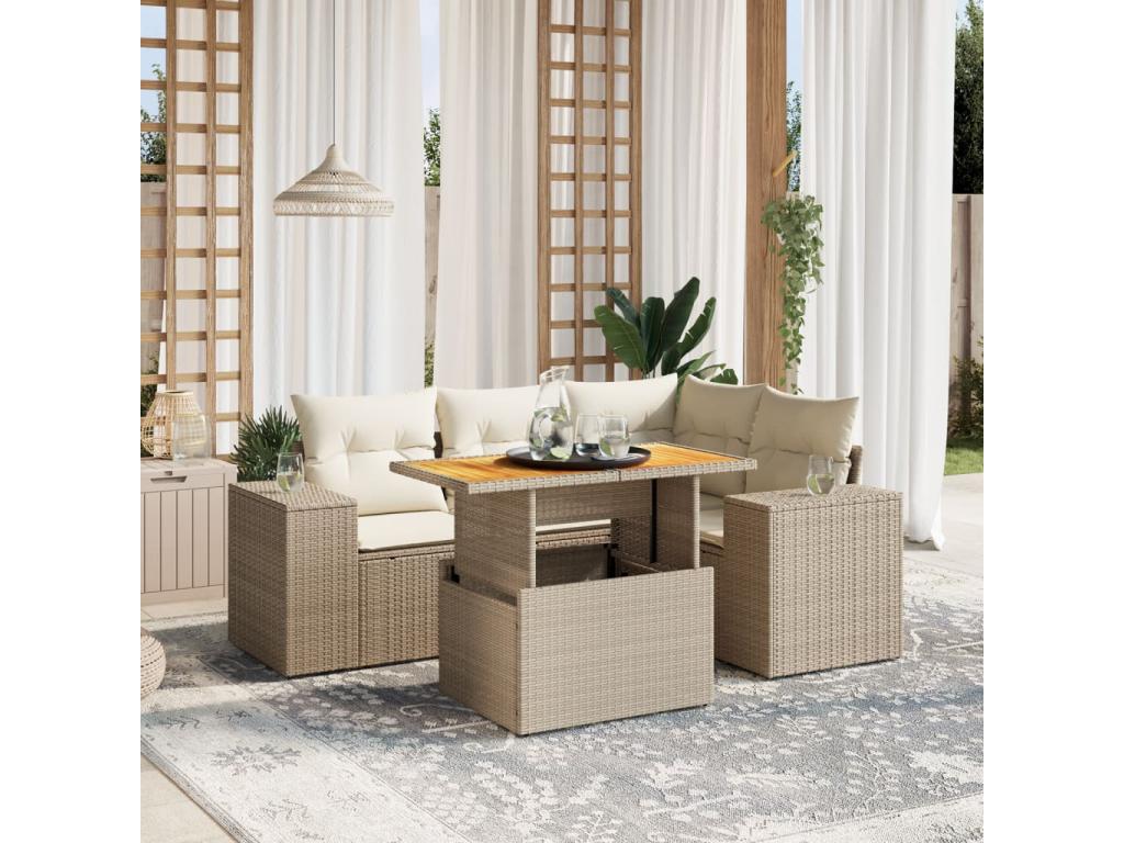 Beige Woven Resin Wicker Outdoor Furniture Set - dlz1766571987997