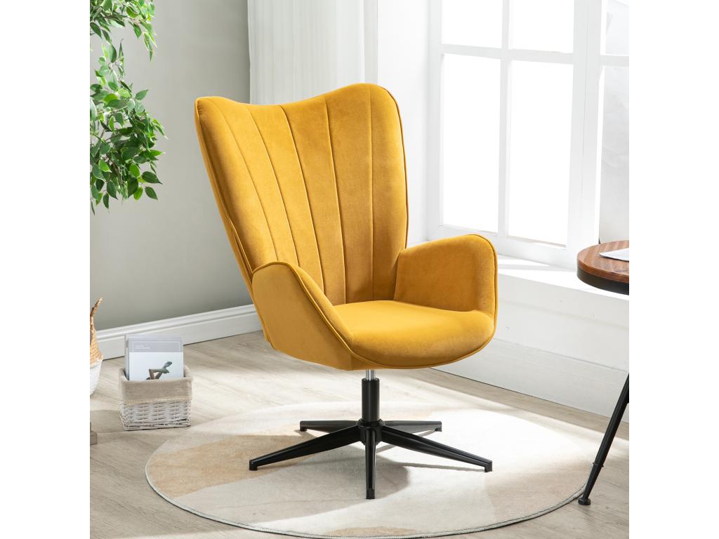 Yellow Fabric Accent Chair, 68 x 87 x 99 cm
