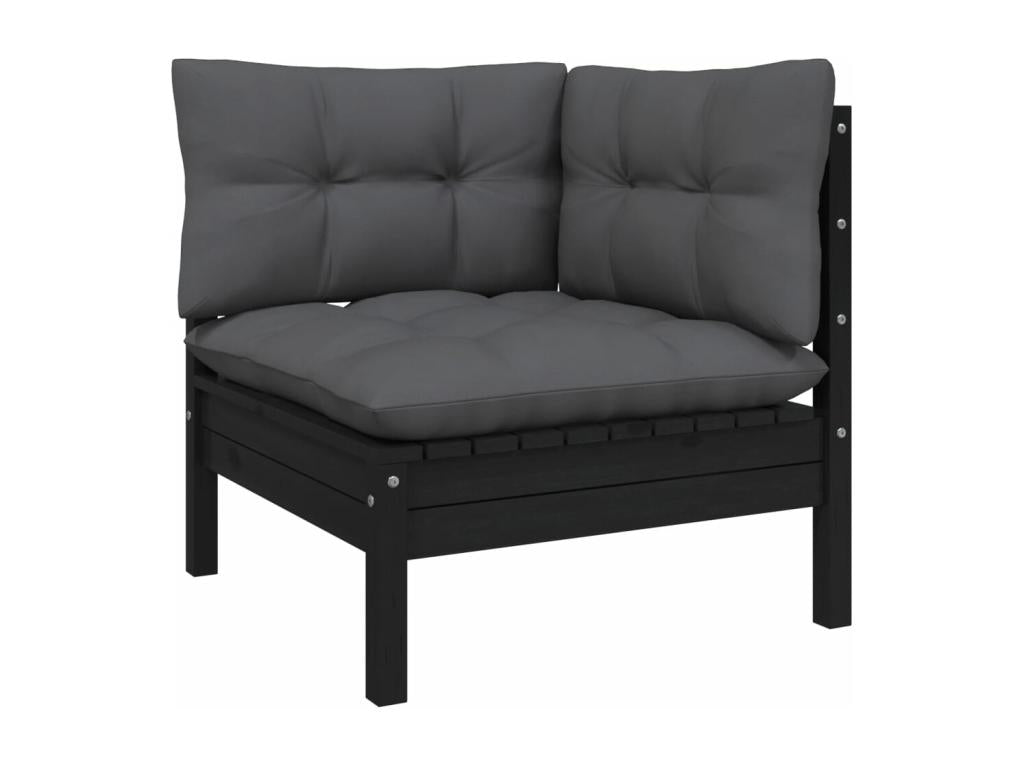 Black Pine Wood Outdoor Furniture Set