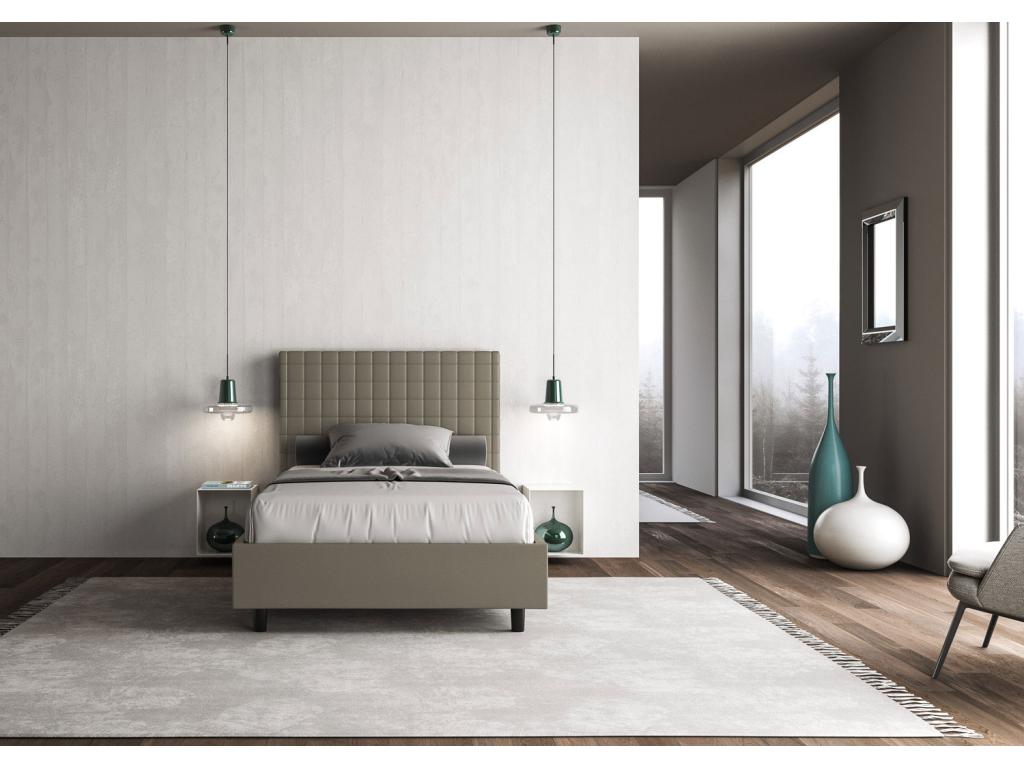 Brown Faux Leather Bed, 120 x 200 cm