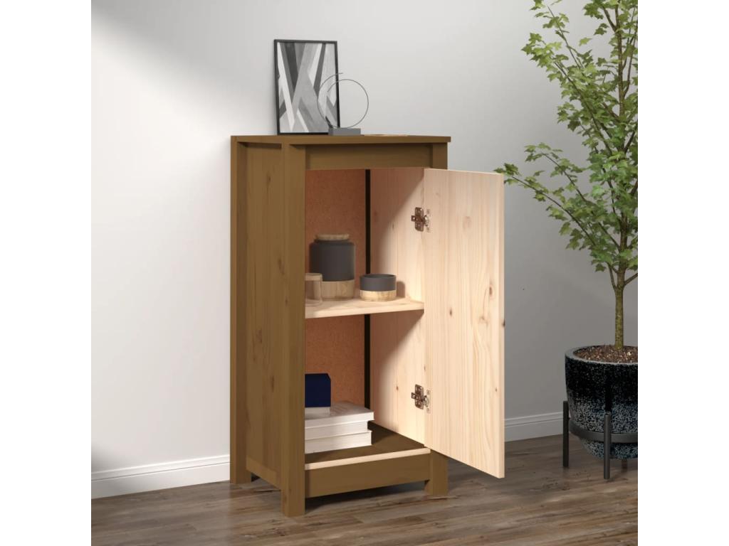 Brown Pine Wood Sideboard, 40 x 35 x 80 cm