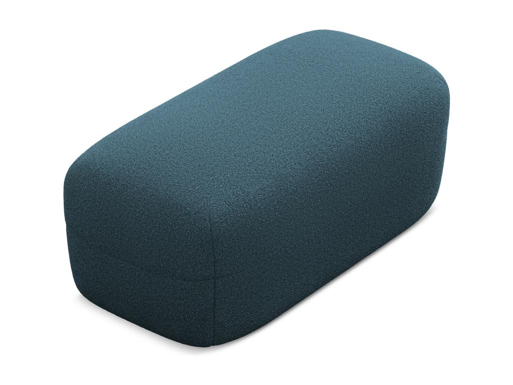 Blue Boucle Fabric Ottoman