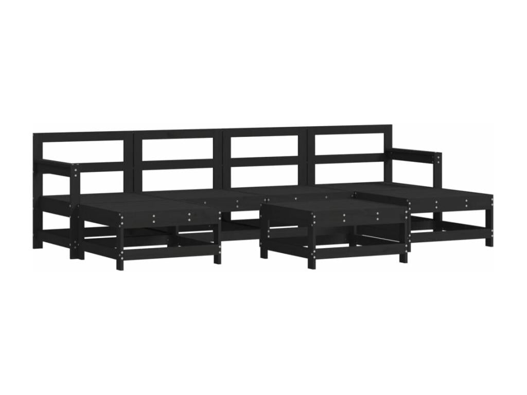 Black Solid Wood Outdoor Furniture Set