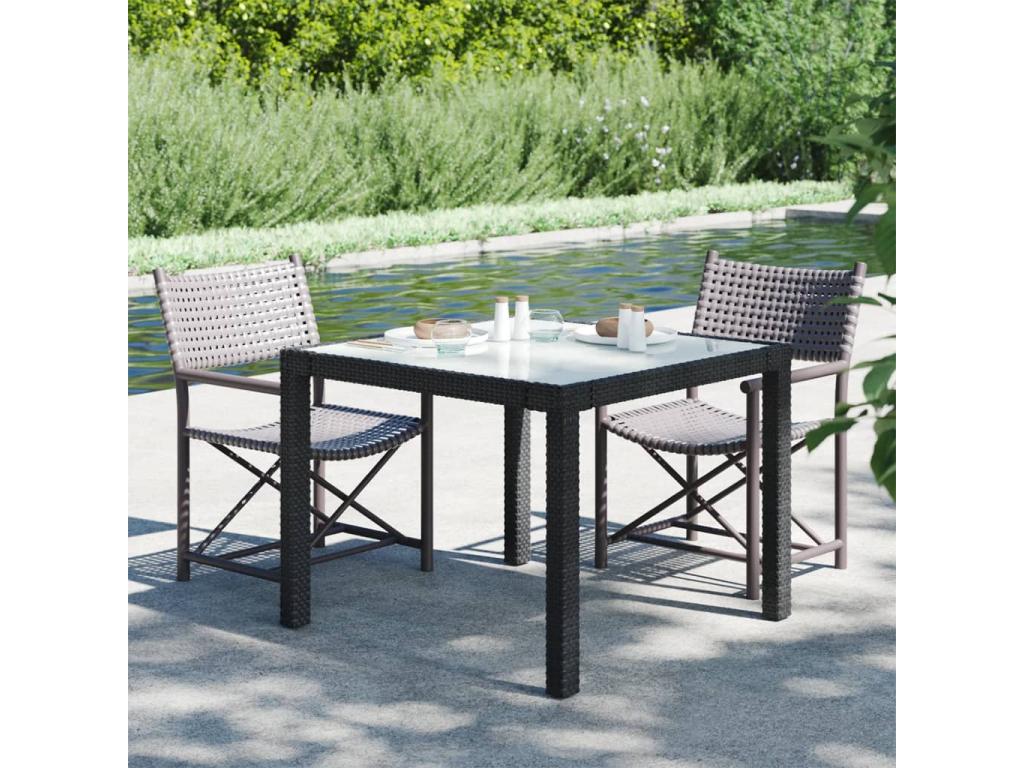 Black Glass Table, 90 x 90 x 75 cm