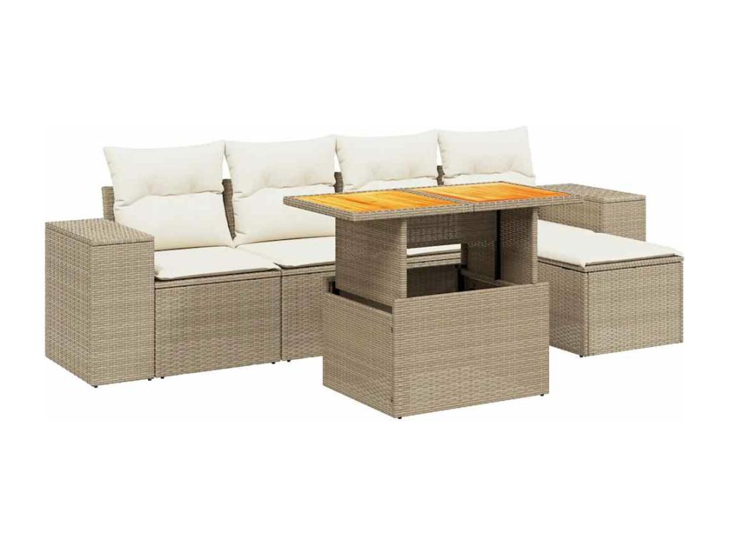 Beige Woven Resin Wicker Outdoor Furniture Set - dlz1766571800897