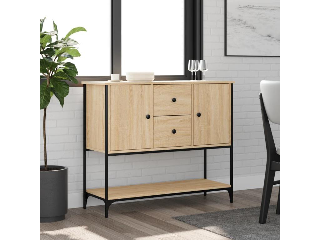 Brown Oak Wood Sideboard, 100 x 36 x 85 cm