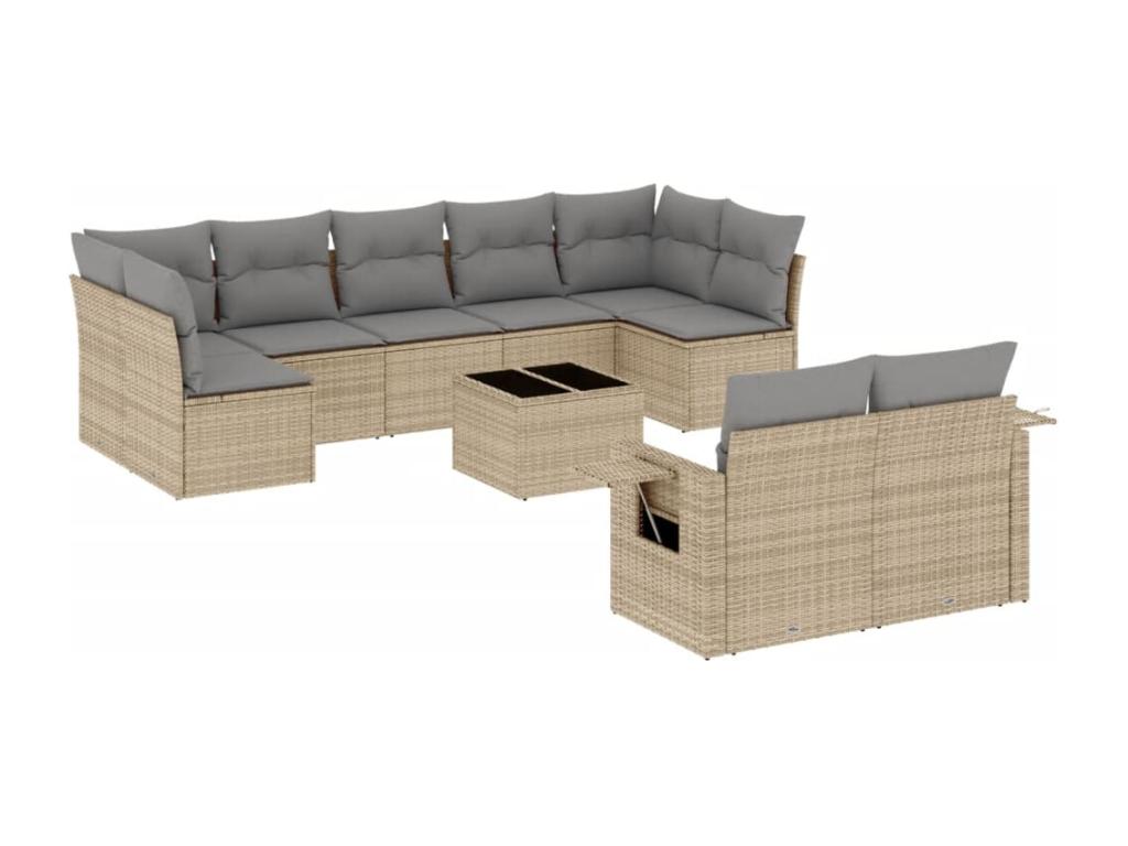 Beige Woven Resin Wicker Outdoor Furniture Set - dlz1766571228242