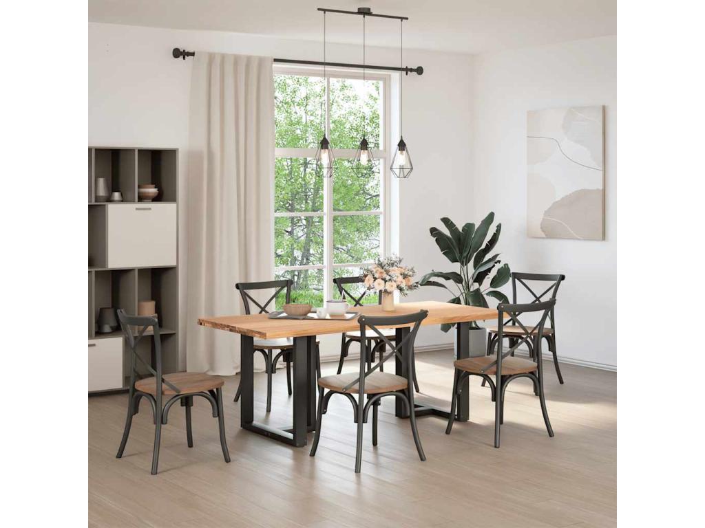 Brown Oak Wood Dining Table - dlz1766571349641