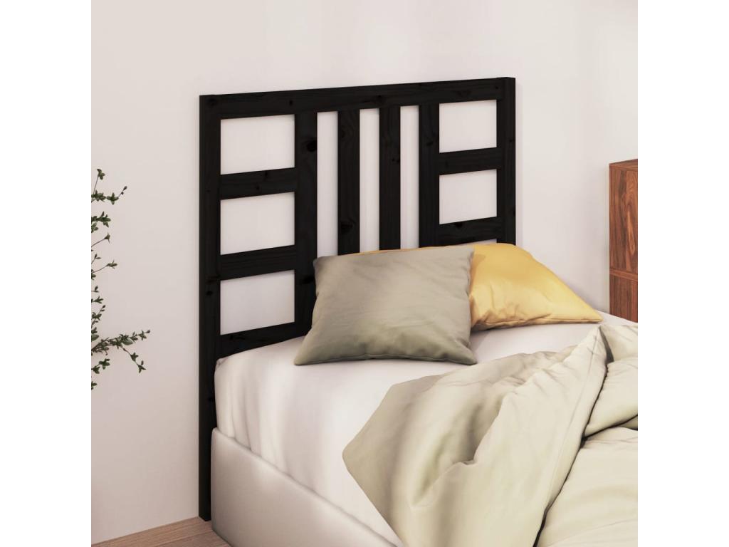 Black Solid Wood Bed, 106 x 4 x 100 cm