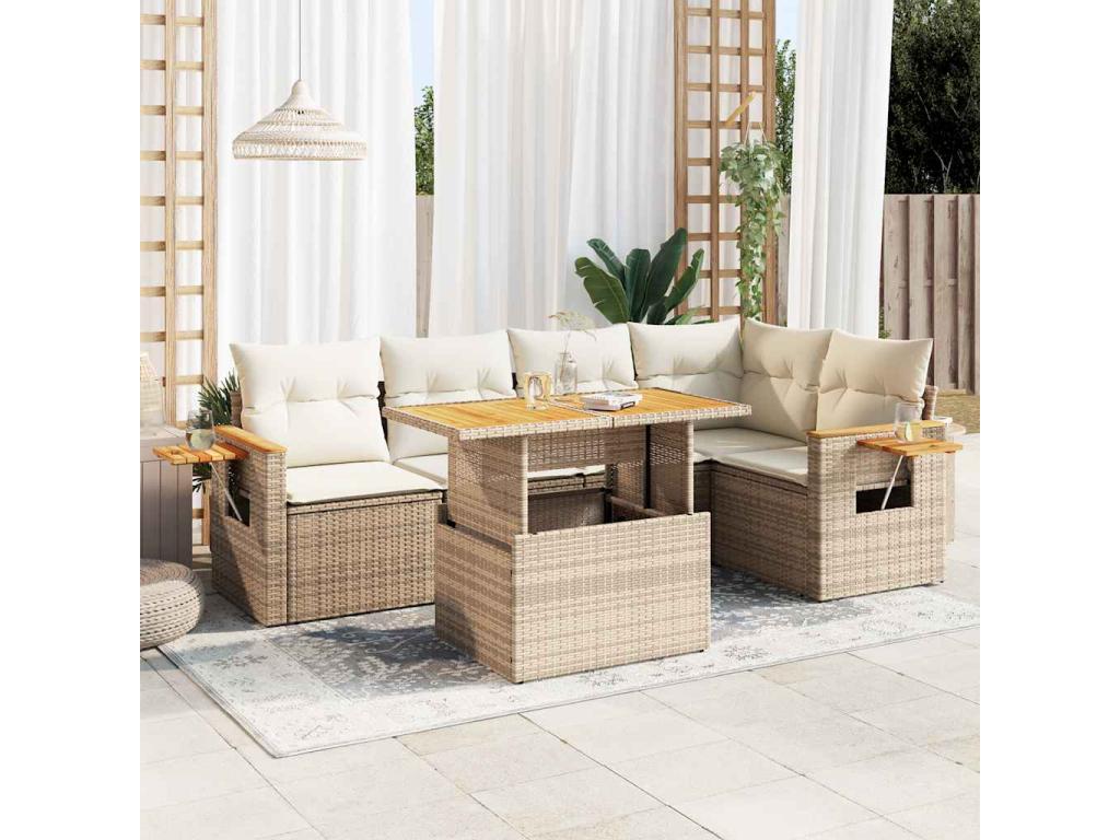 Beige Woven Resin Wicker Outdoor Furniture Set - dlz1766571798106