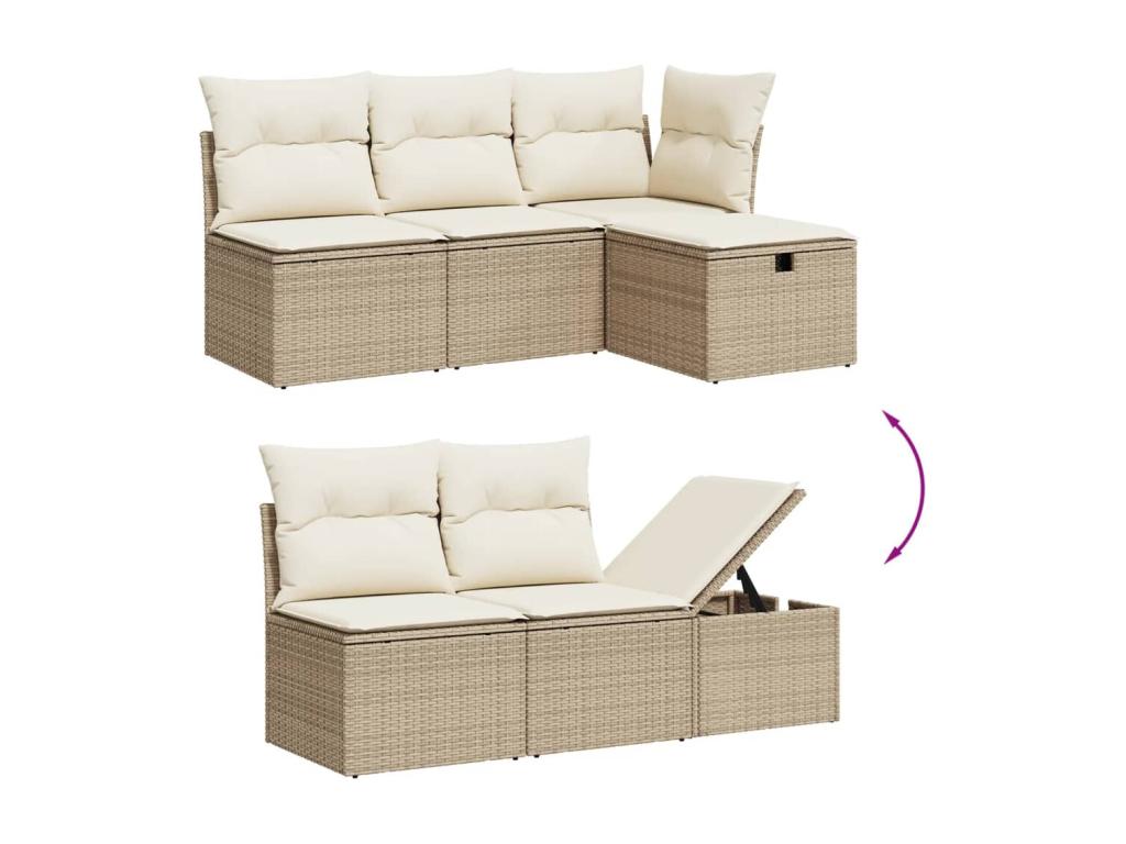 Beige Woven Resin Wicker Outdoor Furniture Set - dlz1766571800897