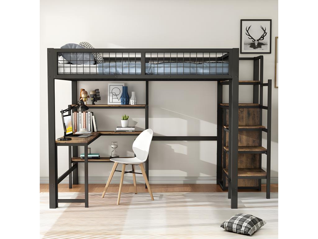 Black Iron Bed, 140 x 200 cm