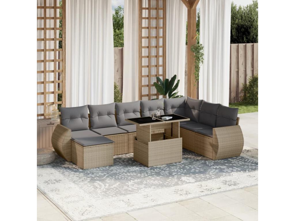 Beige Woven Resin Wicker Outdoor Furniture Set - dlz1766571156781