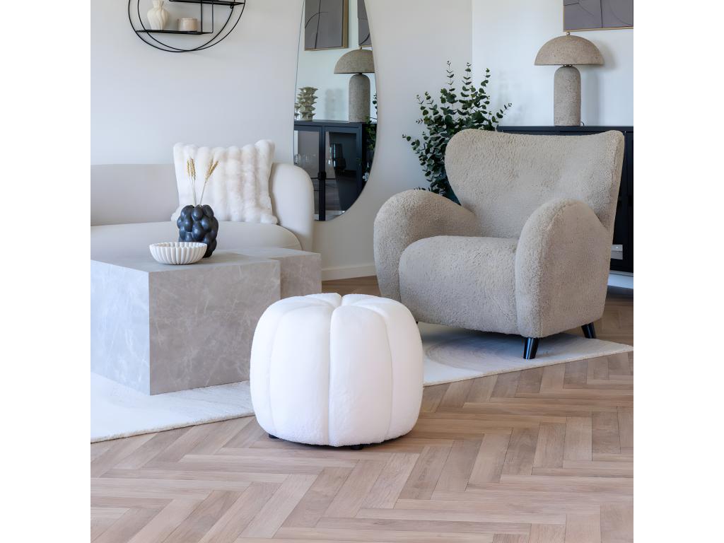 Beige Fabric Ottoman