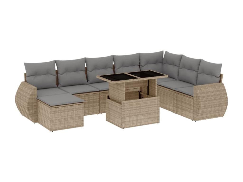 Beige Woven Resin Wicker Outdoor Furniture Set - dlz1766571156781