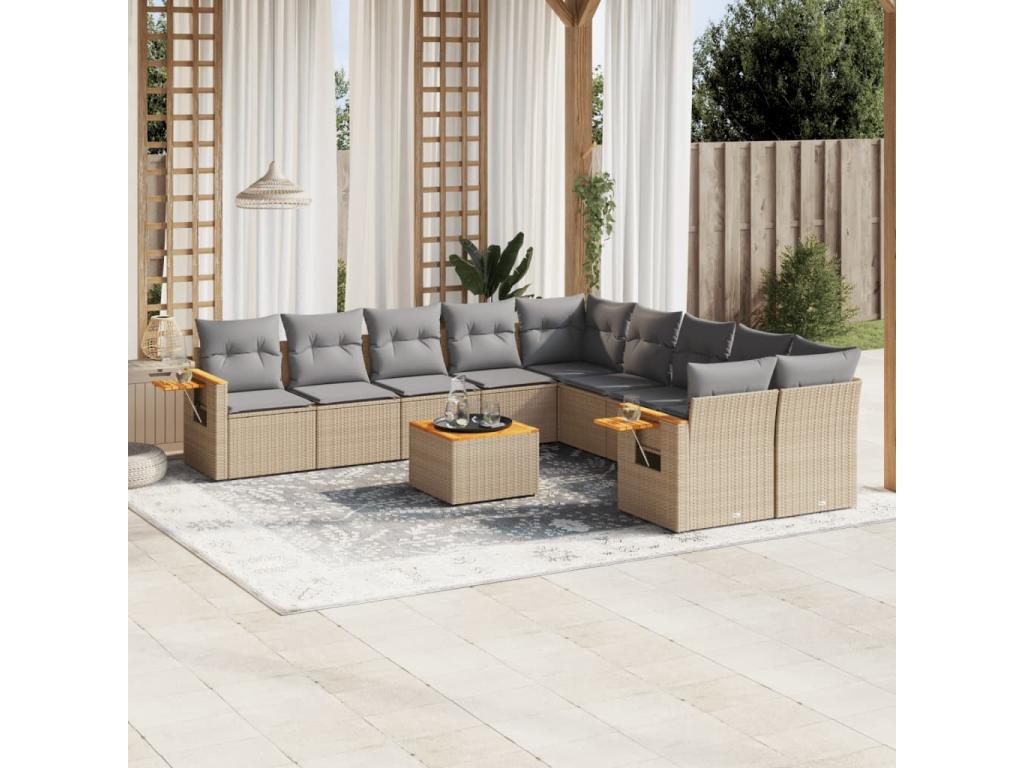 Beige Woven Resin Wicker Outdoor Furniture Set