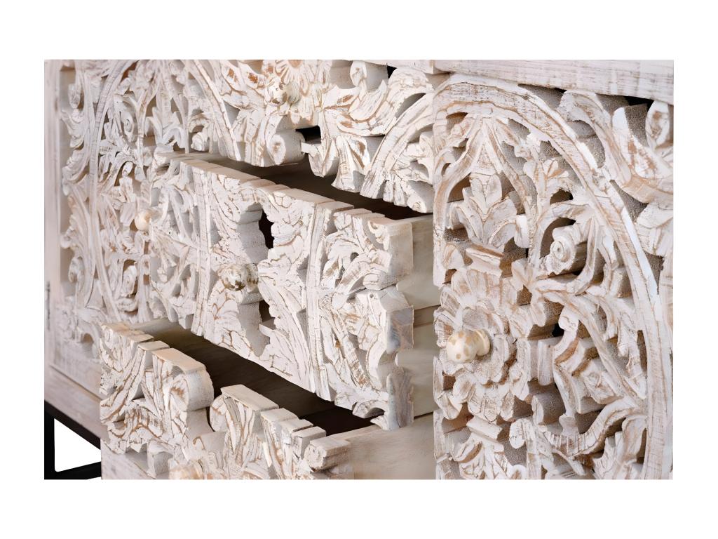 White Metal Sideboard, 80 x 38 x 150 cm