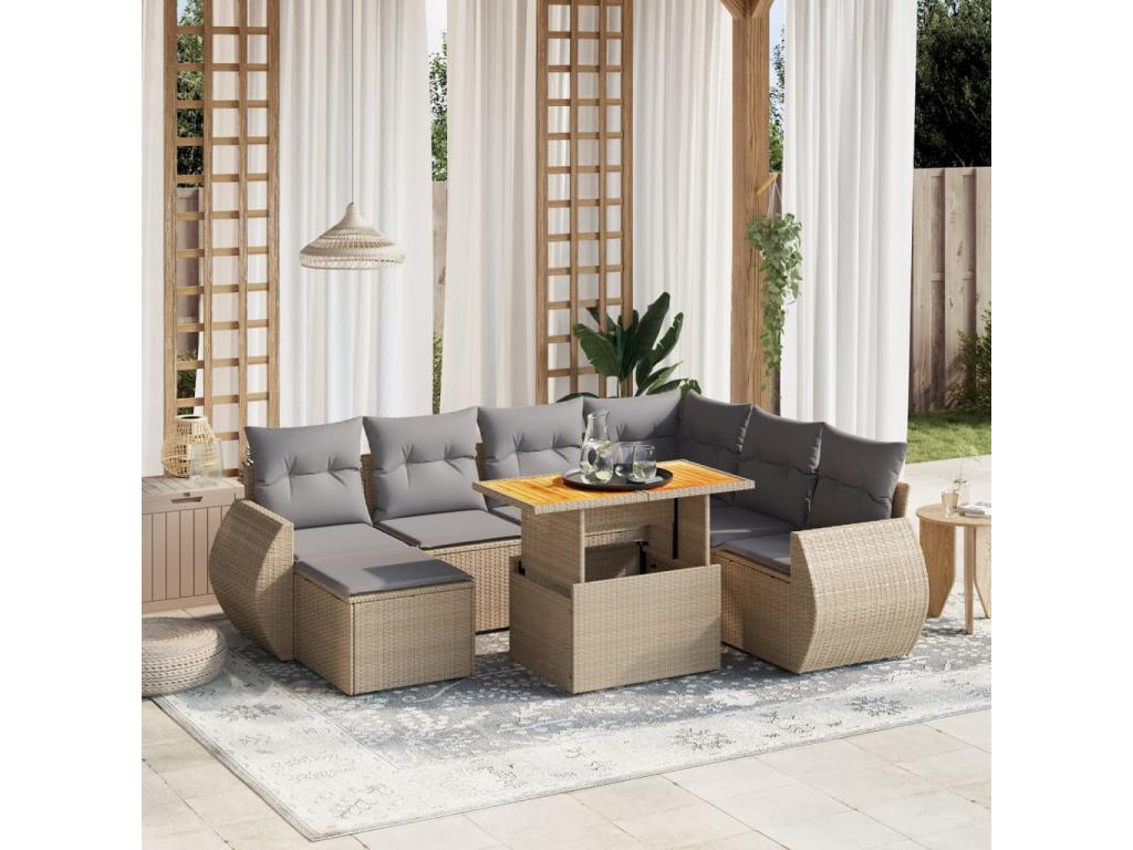 Beige Woven Resin Wicker Outdoor Furniture Set - dlz1766571362780