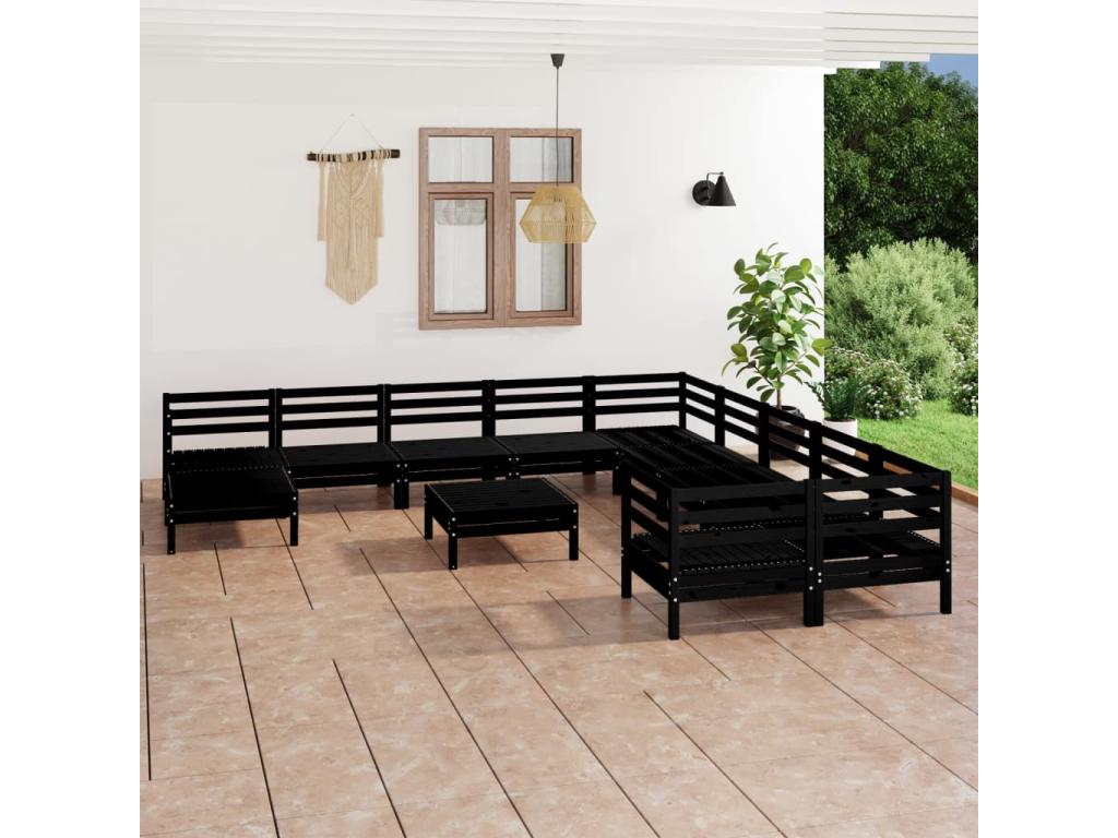 Black Pine Wood Outdoor Furniture Set - dlz1766571794274