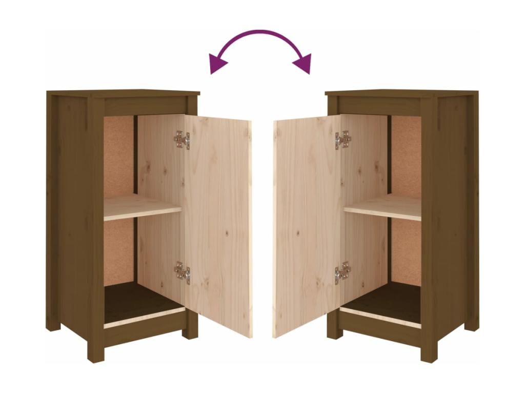 Brown Pine Wood Sideboard, 40 x 35 x 80 cm