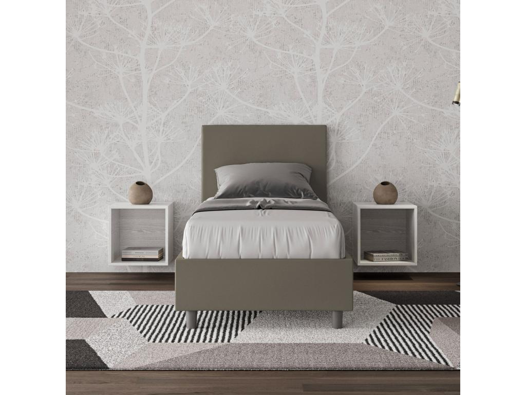 Brown Leather Bed, 80 x 210 cm